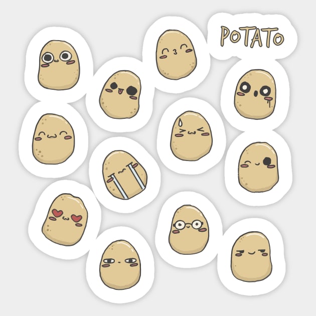 Cute Potato Sticker Pack - Large Sticker by shopfindingbeni